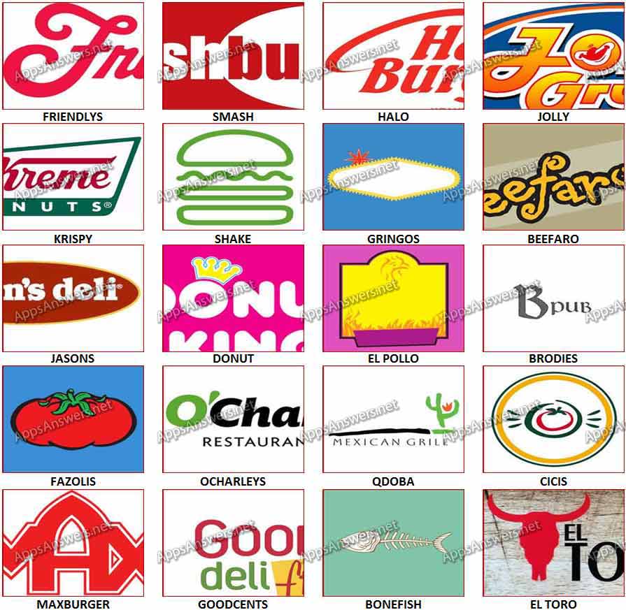 Level 1 Logo Game Answers Restaurants