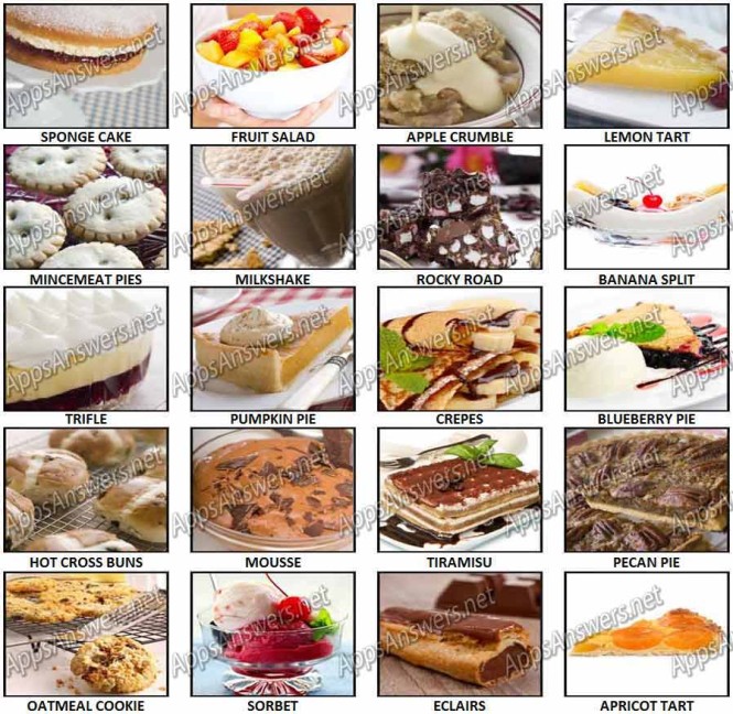 100 Pics – Desserts Level 21 – 40 Answers - Apps Answers .net